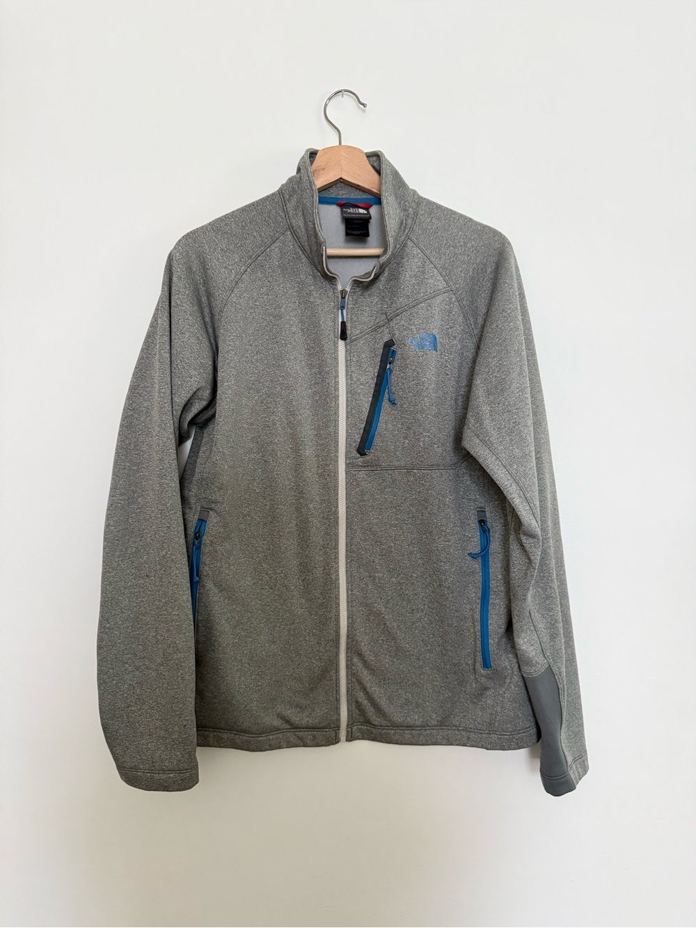The North Face Grey Softshell Jacket with Blue Zips